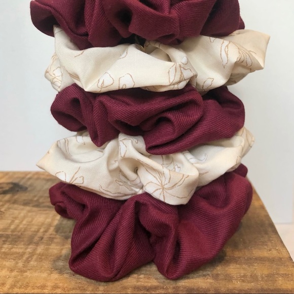 2 Scrunchies, Burgundy & Sunbleached Leaves, Hair Accessories - Picture 4 of 4